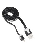 USB flat cable - micro-usb, 1 m, black, low price