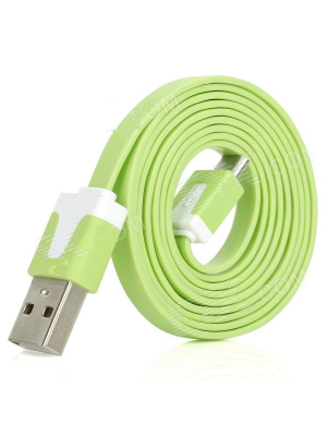 Câble plat usb  - micro-usb, 1 m, vert limette Câble plat usb  - micro-usb, 1 m, vert limette