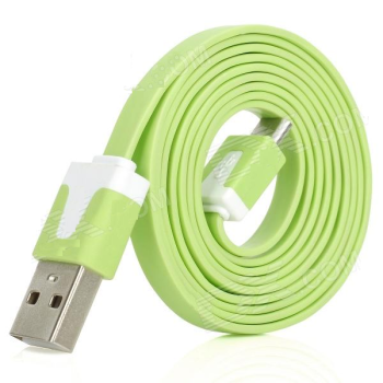 USB Flach Kabel - Micro-USB, 1 m, Lindgrün USB Flach Kabel - Micro-USB, 1 m, Lindgrün