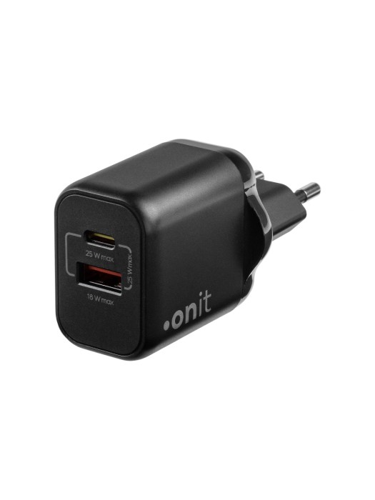 onit Chargeur mural USB Dual 1C1A 25 W GaN Noir