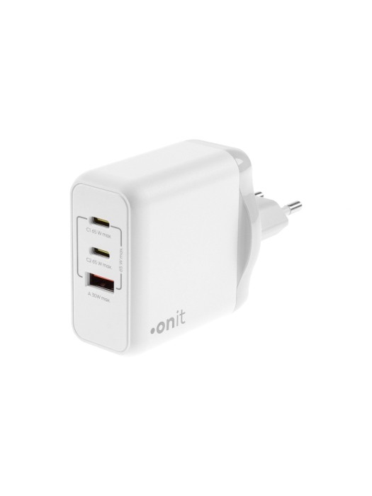onit Chargeur mural USB Triple 2C1A 65 W GaN Blanc