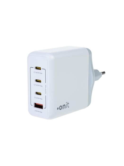 onit Chargeur mural USB Quad 3C1A 140 W GaN Blanc