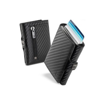 PURISTO KLIK ZIP Slim Wallet, mit Münzfach, Carbon