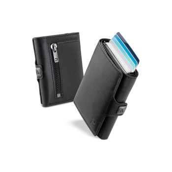 PURISTO KLIK ZIP Slim Wallet, mit Münzfach, Black