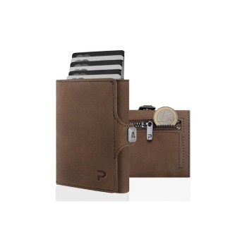 Puristo Portefeuille KLIK ZIP Slim avec compartiment à monnaie, style vintage Puristo Portefeuille KLIK ZIP Slim avec compartiment à monnaie, style vintage