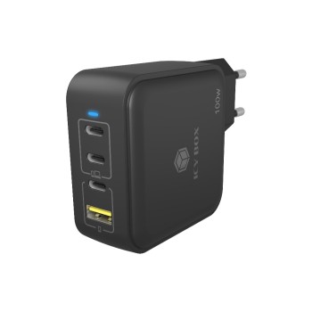 Icy Box Ladegerät IB-PS1040-PD, PD, Gan, 100W, 3x Type-C, 1x Type-A