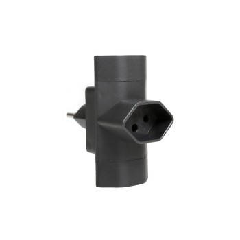 Schönenberger Abzweigstecker 3x T13 schwarz, vertikal, ohne Kinderschutz Schönenberger Abzweigstecker 3x T13 schwarz, vertikal, ohne Kinderschutz