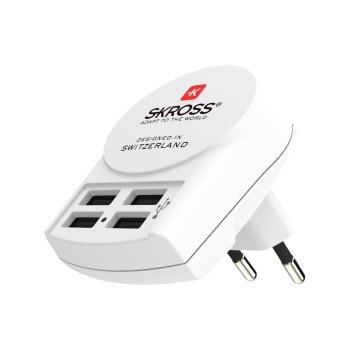 SKROSS Chargeur mural USB Euro, 4 x USB-A, 24 W, Blanc SKROSS Chargeur mural USB Euro, 4 x USB-A, 24 W, Blanc