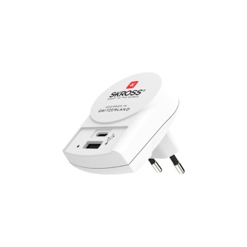 SKROSS Chargeur mural USB Euro, USB-A / USB-C, 27 W, Blanc SKROSS Chargeur mural USB Euro, USB-A / USB-C, 27 W, Blanc