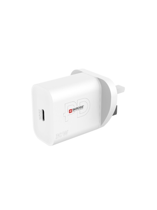 SKROSS Chargeur mural USB USB-C Power Delivery, UK, 30 W, Blanc