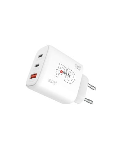 SKROSS Power Charger 65W GaN EU, 2x USB-C, 1x USB-A, white
