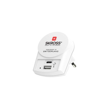 SKROSS World Adapter PRO+ USB AC30PD, 2+3 polige Geräte, Muli-Länder Aufsatz
