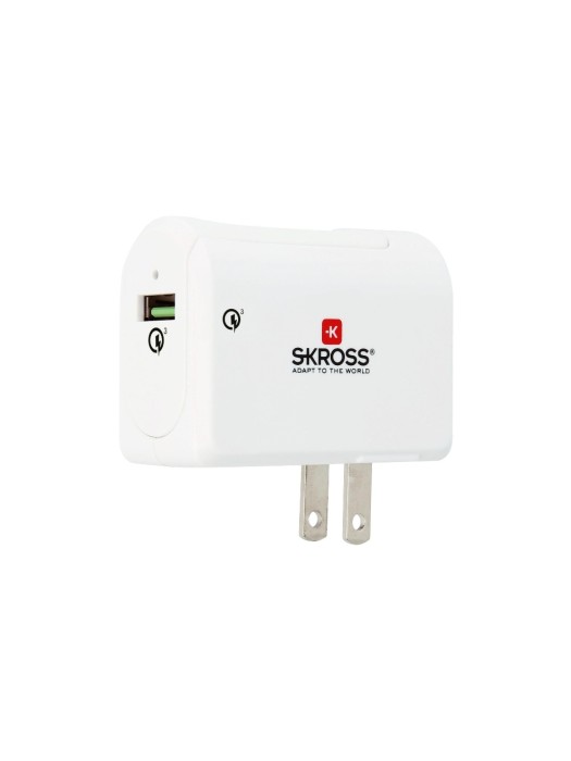 SKROSS Chargeur mural USB US QC3.0 USB-A, 18 W, Blanc