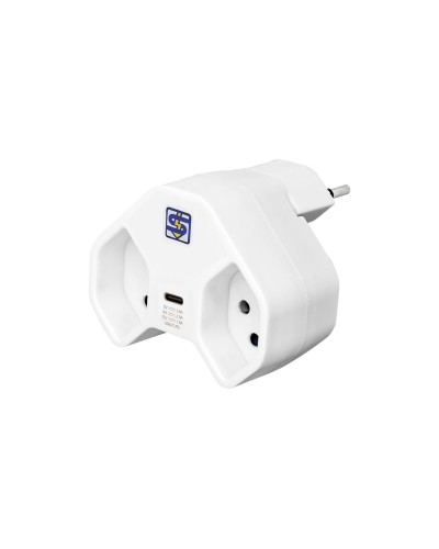 STEFFEN Fiche de branchement 2 x T13 USB-C, Blanc, orientable à 320