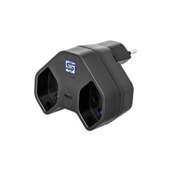 STEFFEN Fiche de branchement 2 x T13 USB-C, Noir, pivotant à 320 STEFFEN Fiche de branchement 2 x T13 USB-C, Noir, pivotant à 320