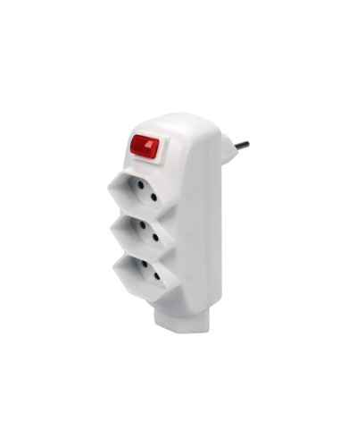 STEKO SWING Abzweigstecker mit Schalter, 3xT13 + 1xT13 mit Kinderschutz, weiss