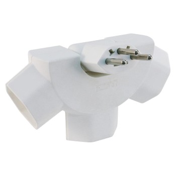 STEKO Fiche dérivative 3xT13 , modèle en étolie, protection enfants, blanc STEKO Fiche dérivative 3xT13 , modèle en étolie, protection enfants, blanc