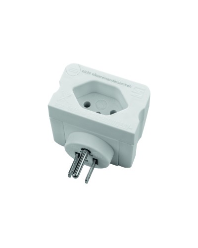 Adaptateur de voyage Suisse / USA, 3 pôles, male USA / femelle CH