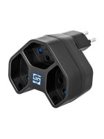 Steffen Manta branch plug 3xT13, black, star-shaped, rotatable, child protection