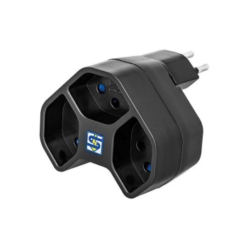 Prise multiple Steffen Manta 3xT13, noire, en forme d'étoile, rotative, protection enfant Prise multiple Steffen Manta 3xT13, noire, en forme d'étoile, rotative, protection enfant