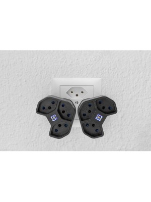 Steffen Manta branch plug 3xT13, black, star-shaped, rotatable, child protection Steffen Manta branch plug 3xT13, black, star-shaped, rotatable, child protection