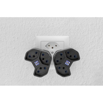 Prise multiple Steffen Manta 3xT13, noire, en forme d'étoile, rotative, protection enfant Prise multiple Steffen Manta 3xT13, noire, en forme d'étoile, rotative, protection enfant